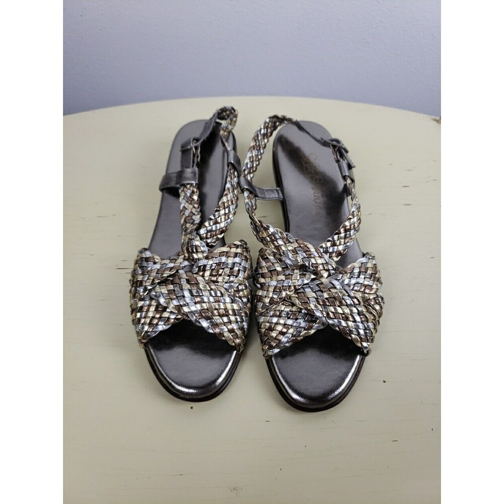 Women's Life Stride Multi-Metallic Gold Slover Weaver Slingback Sandals 6.5 - Picture 1 of 14